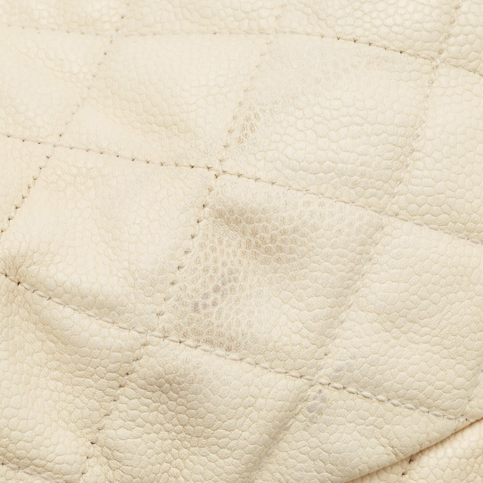 Chanel Cream/Dark Grey Ombre Quilted Caviar Leather Large Shopper Tote 8