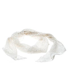Chanel Cream Floral Eyelet Embroidered Gauze Scarf