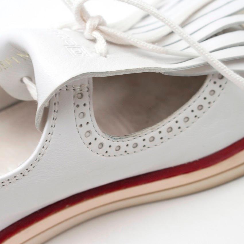 Chanel Cream Fringed Brogues - Size EU 38.5 In Good Condition For Sale In London, GB