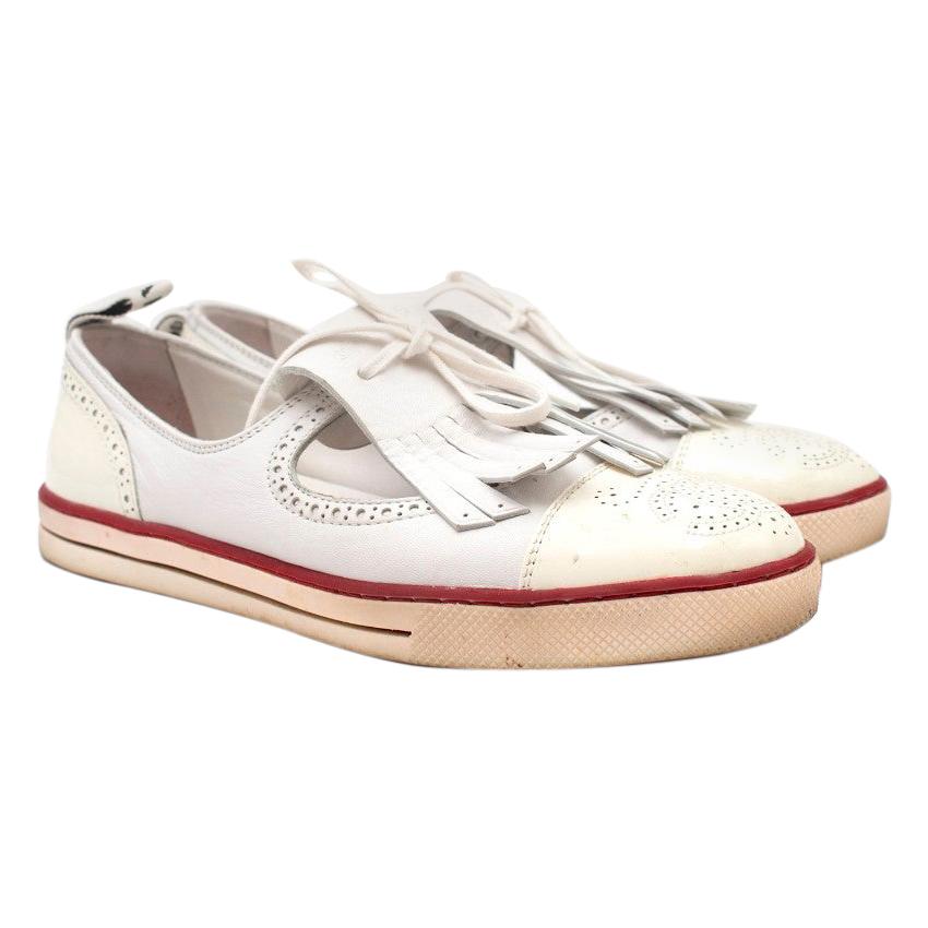 Chanel Cream Fringed Brogues - Size EU 38.5 For Sale