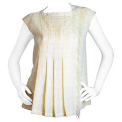 Chanel Cream Front Pleated Boucle Sleeveless Top sz FR38 Chanel Cream Front Pleated Boucle Sleeveless Top sz FR38