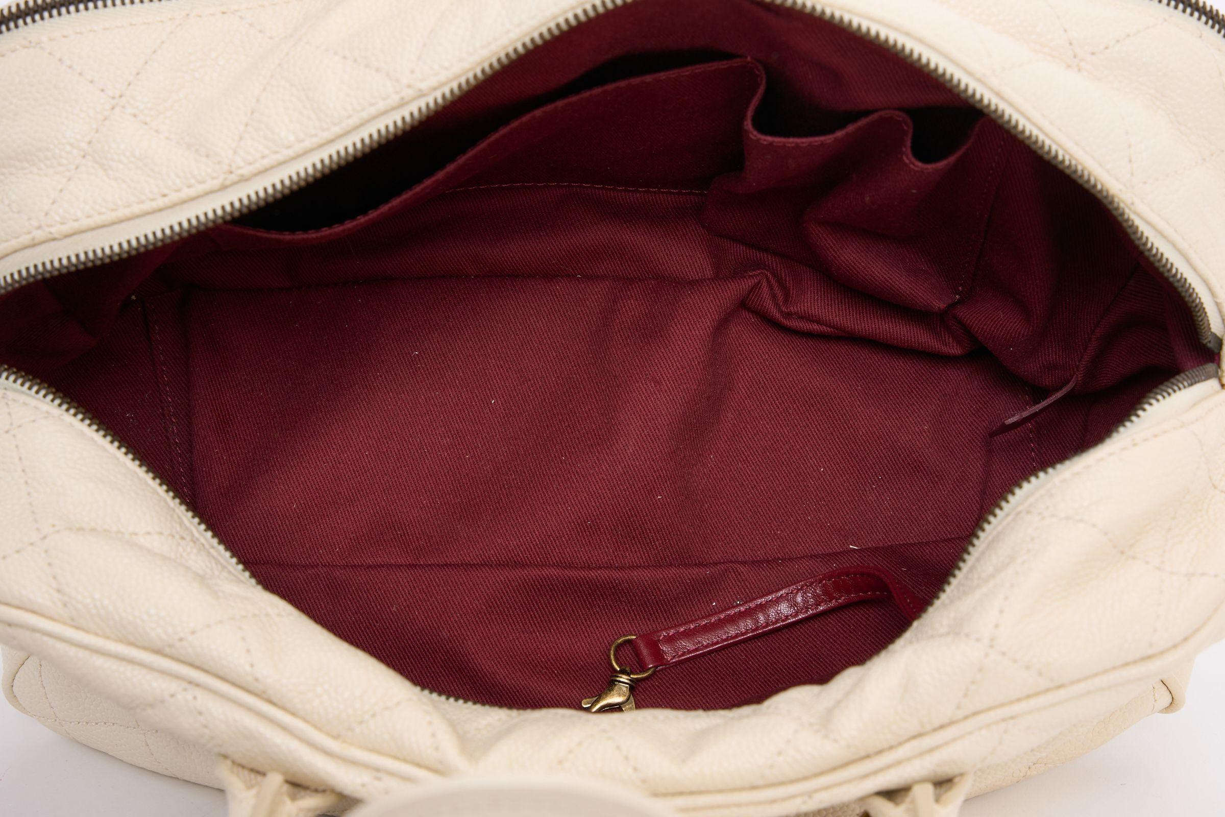 Chanel Cream Gold Shiva Bowling Bag For Sale 2