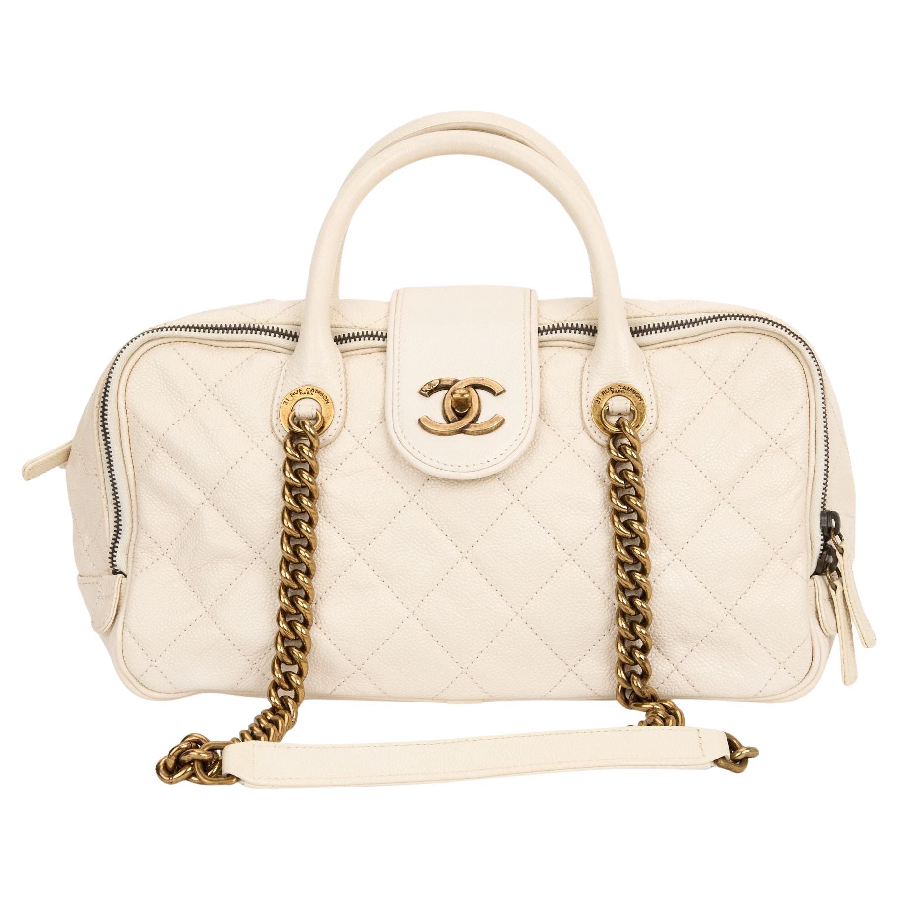 Chanel Cream Gold Shiva Bowling Bag For Sale
