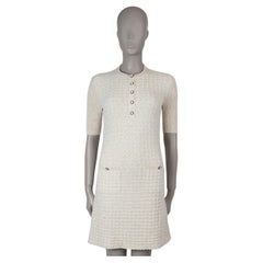 CHANEL cream & gold viscose 2017 17A COSMOPOLITE LUREX KNIT Dress 36 XS