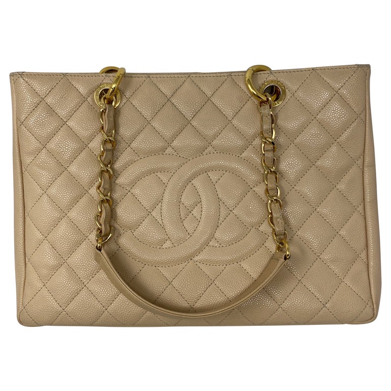 Chanel Cream Grand Shopper Tote Bag For Sale at 1stDibs chanel tote