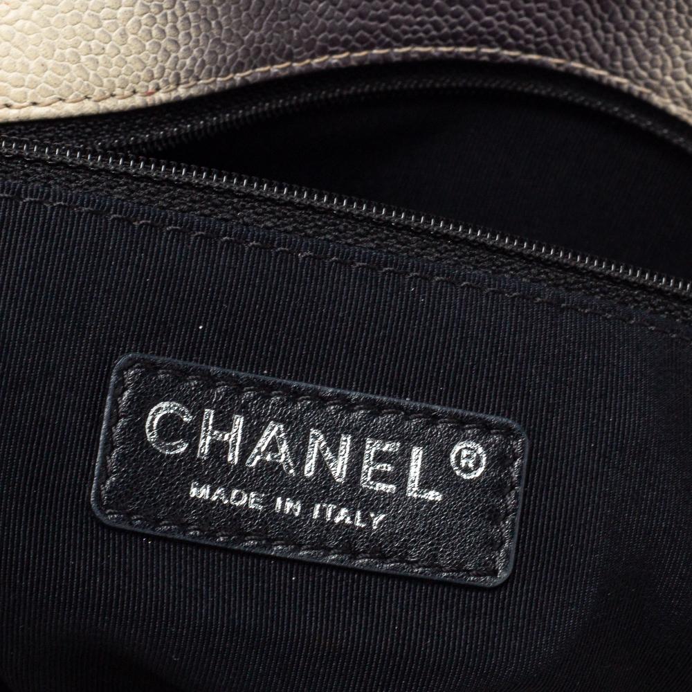 Chanel Cream/Grey Ombre Quilted Caviar Leather Jumbo Classic Single Flap Bag 3