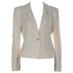 Chanel Cream & Iridescent Detail Cotton Blend Blazer L