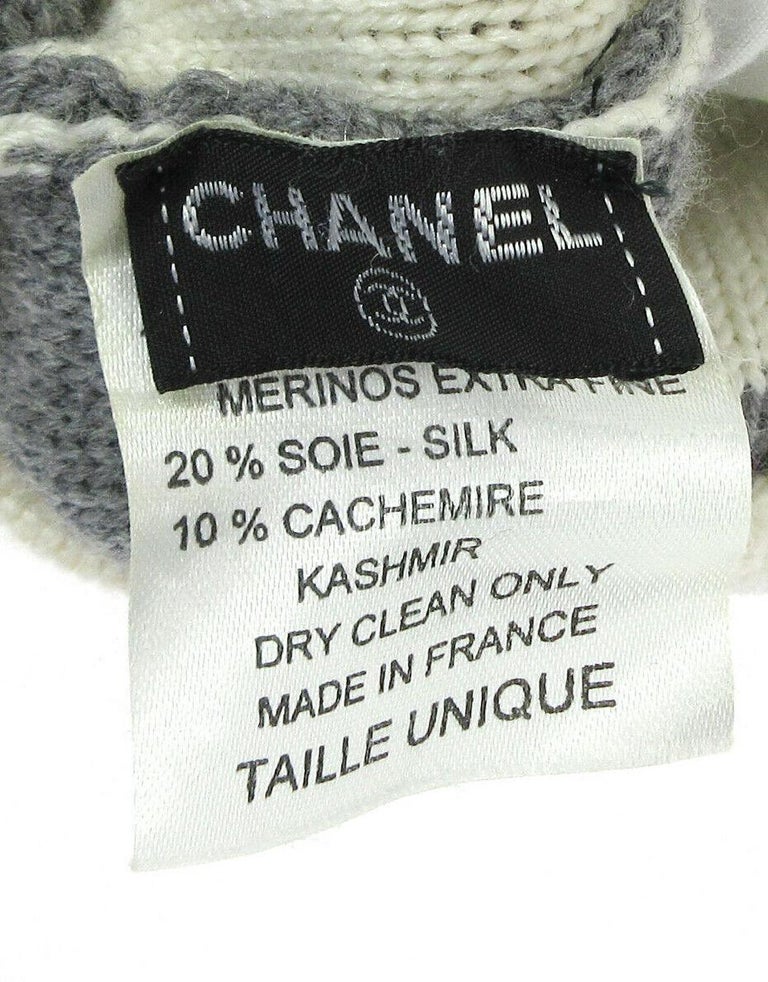 Chanel Cream Ivory Gray Grey Cashmere Silk Wool Bed Couch Chair Throw Pillow  For Sale at 1stDibs
