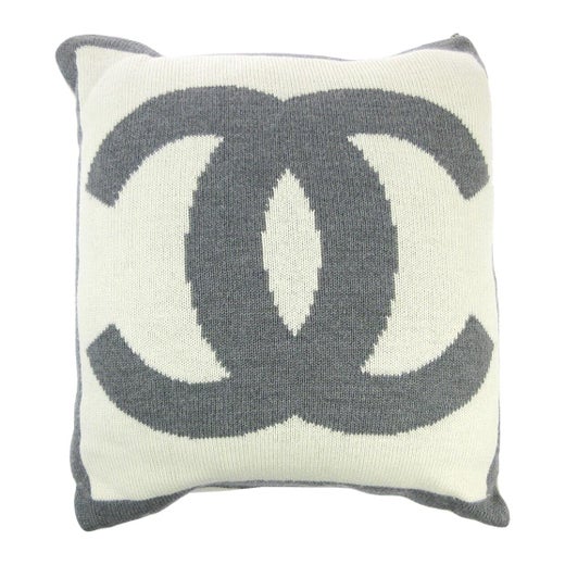 Chanel Cream Ivory Gray Grey Cashmere Silk Wool Bed Couch Chair Throw Pillow  For Sale at 1stDibs
