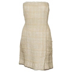 Chanel Cream & Ivory Tweed Strapless Dress/Top From 2006 Cruise Collection