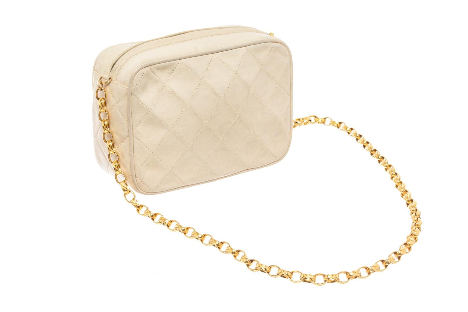 Women's Chanel Cream Lambskin Tassel Camera Shoulder Bag
