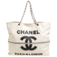 Chanel Cream Leather 2009 London Paris Chain Tote