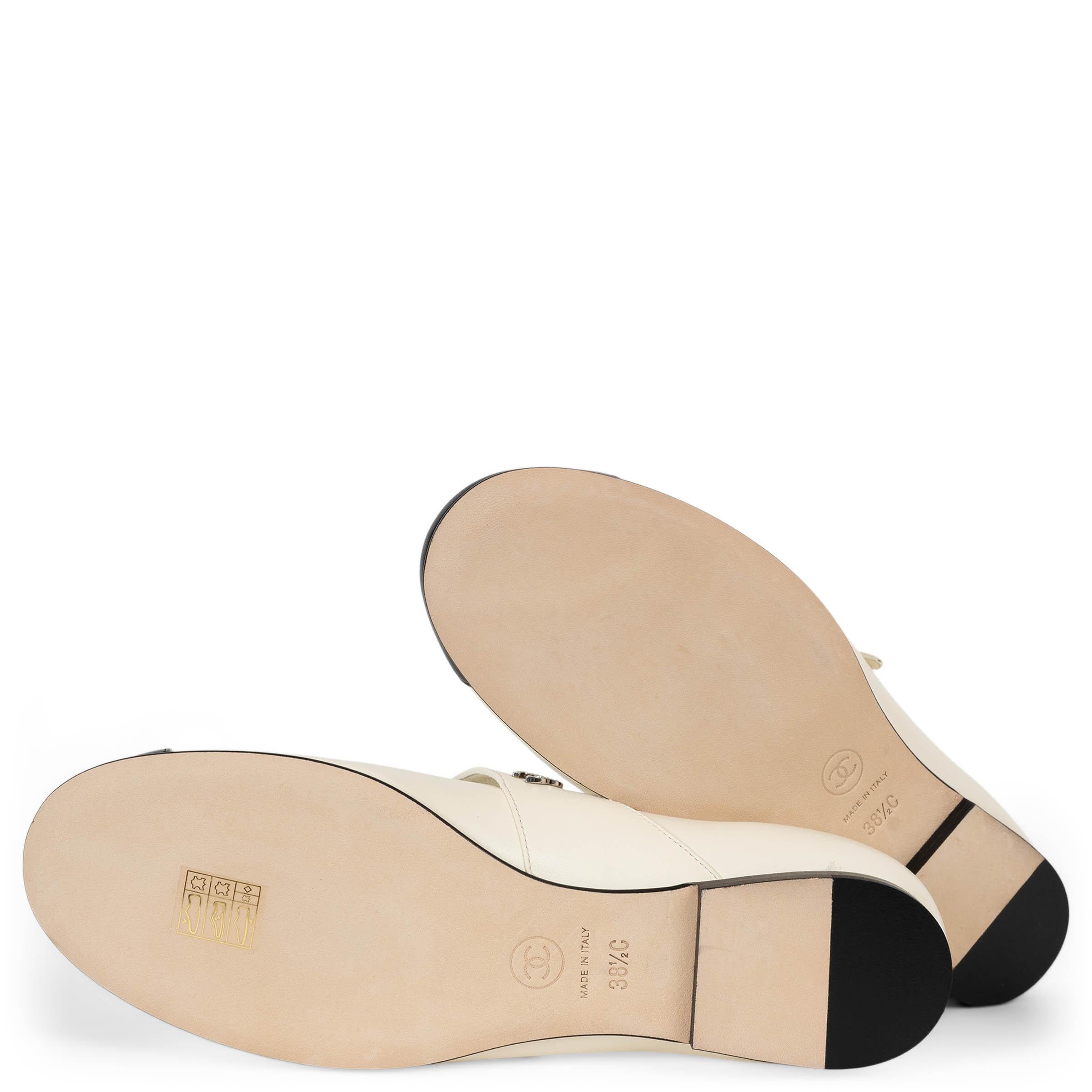 CHANEL cream leather 22P MARY JANE Ballet Flats Shoes 38.5 For Sale 4