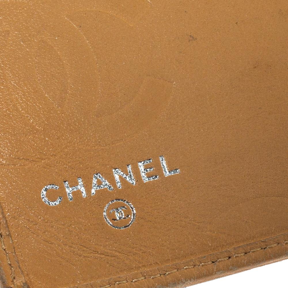 Orange Chanel Cream Leather Cambon Ligne Bifold Wallet