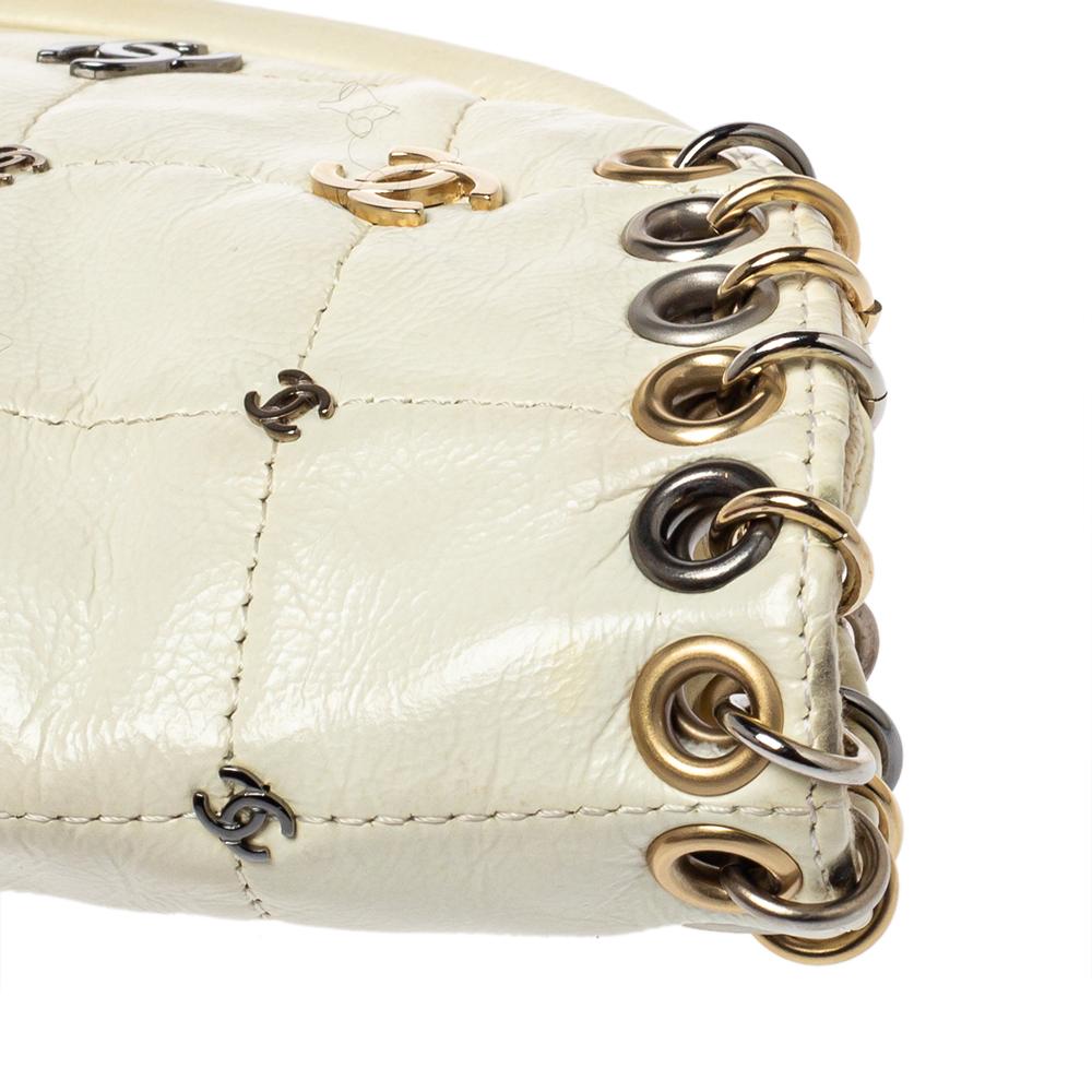 Chanel Cream Leather CC Punk Timeless Clutch 5