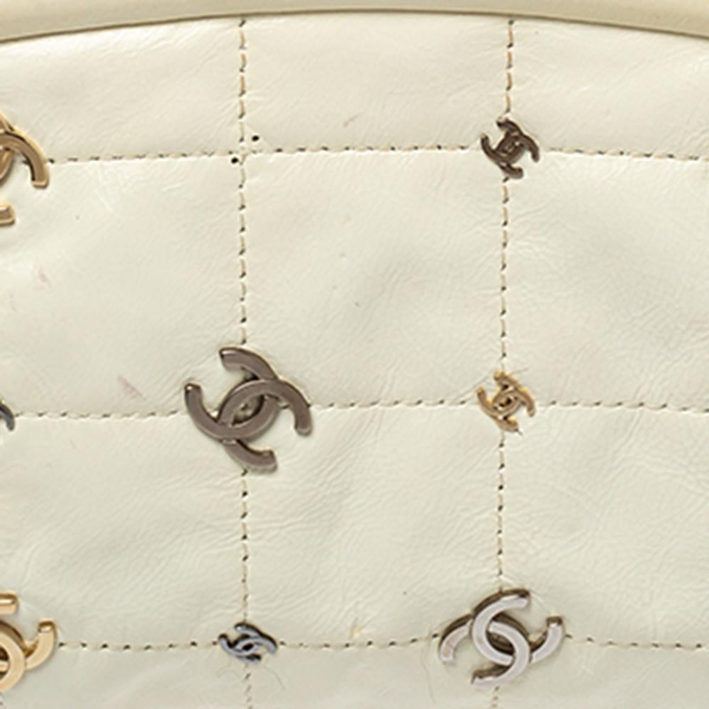 Chanel Cream Leather CC Punk Timeless Clutch 6