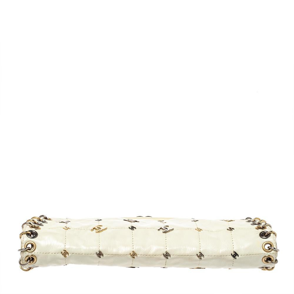 Women's Chanel Cream Leather CC Punk Timeless Clutch