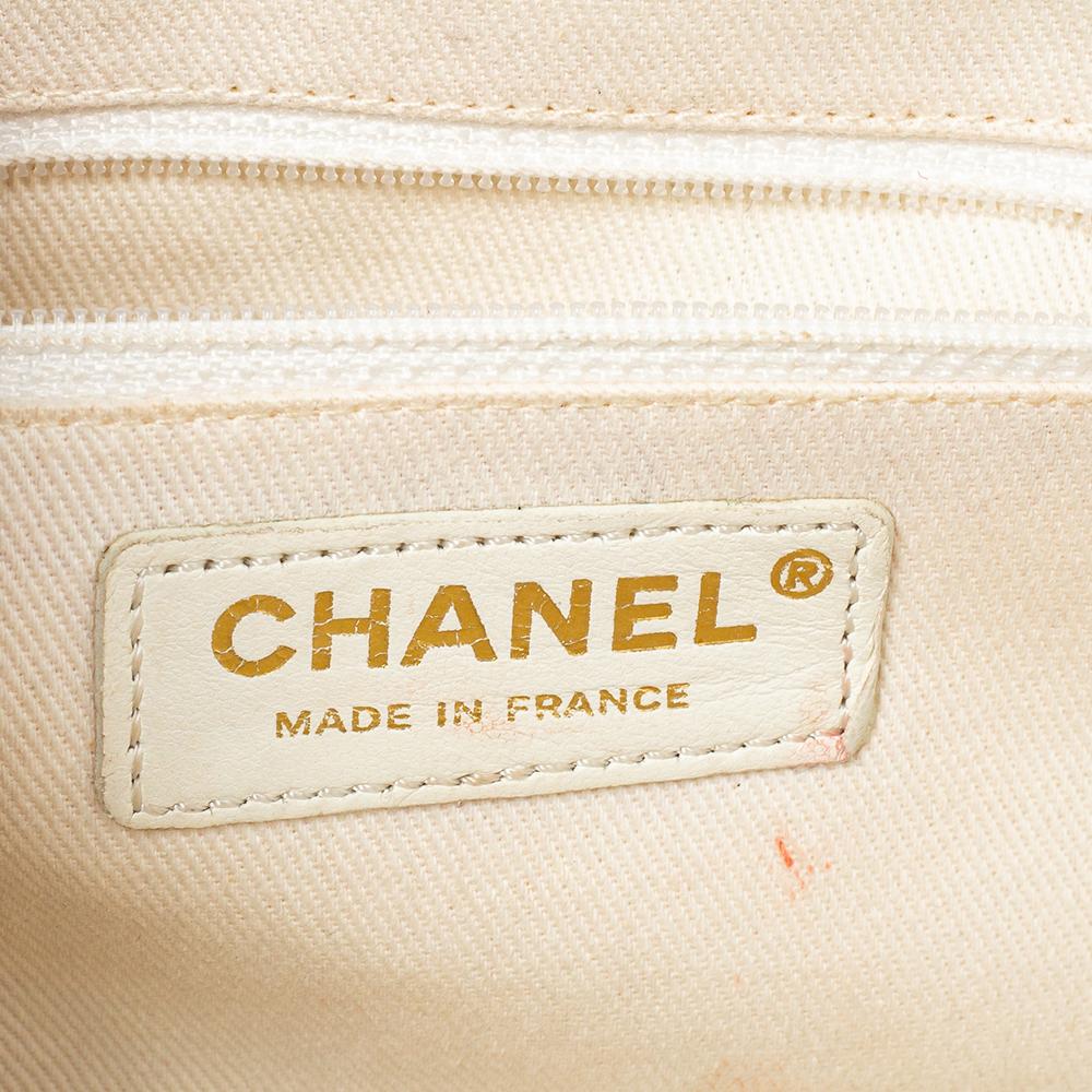 Chanel Cream Leather CC Punk Timeless Clutch 2