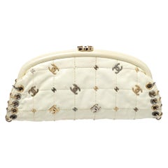 Timeless Clutch Lammleder Chevron Silber