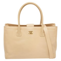 Chanel Cream Leather Cerf Shopper Tote