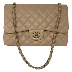 Chanel Cream Leather Jumbo Crossbody Bag