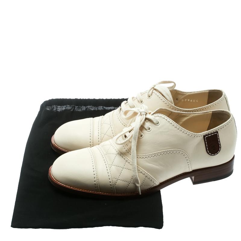 Chanel Cream Leather Oxfords Size 39.5 2