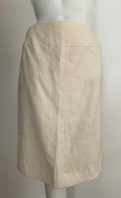 Chanel Cream Linen Wrap Skirt Size 4.
