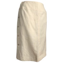 Chanel Cream Linen Wrap Skirt Size 4.