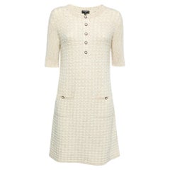 Chanel - Vestito midi in maglia color crema e oro metallizzato M