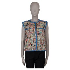 CHANEL cream & multicolor cotton 17S FRINGE TWEED Vest Jacket 36 XS