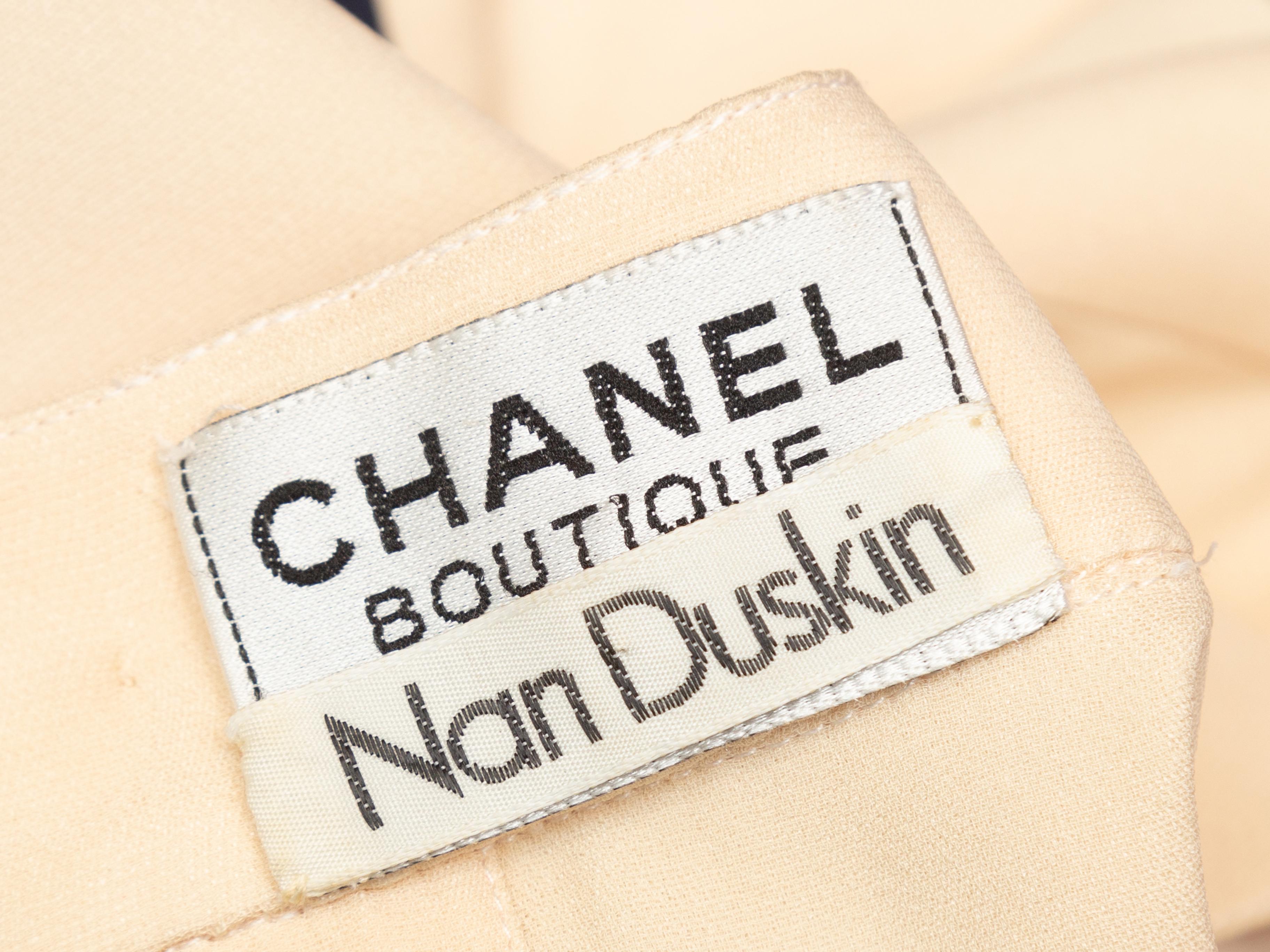 Women's Chanel Cream & Navy Boutique Long Sleeve Dress