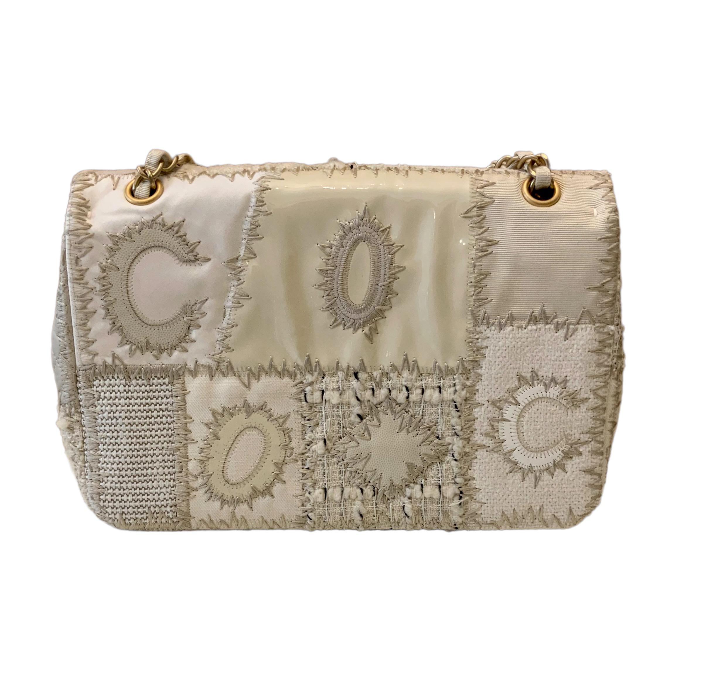 Chanel Cream Patchwork Jumbo Flap Bag 1