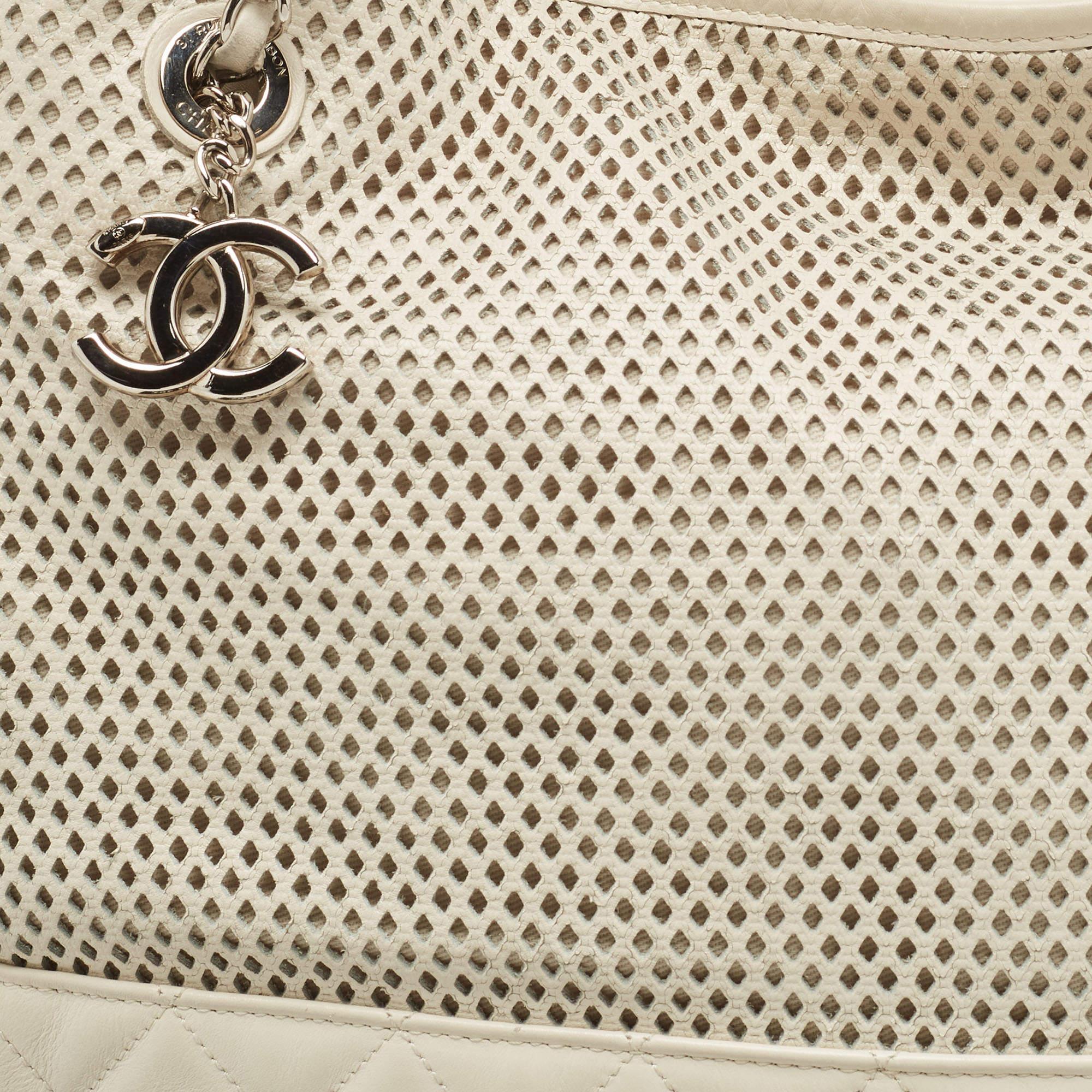 Chanel Cream Perforated Leather Up In The Air Tote 7