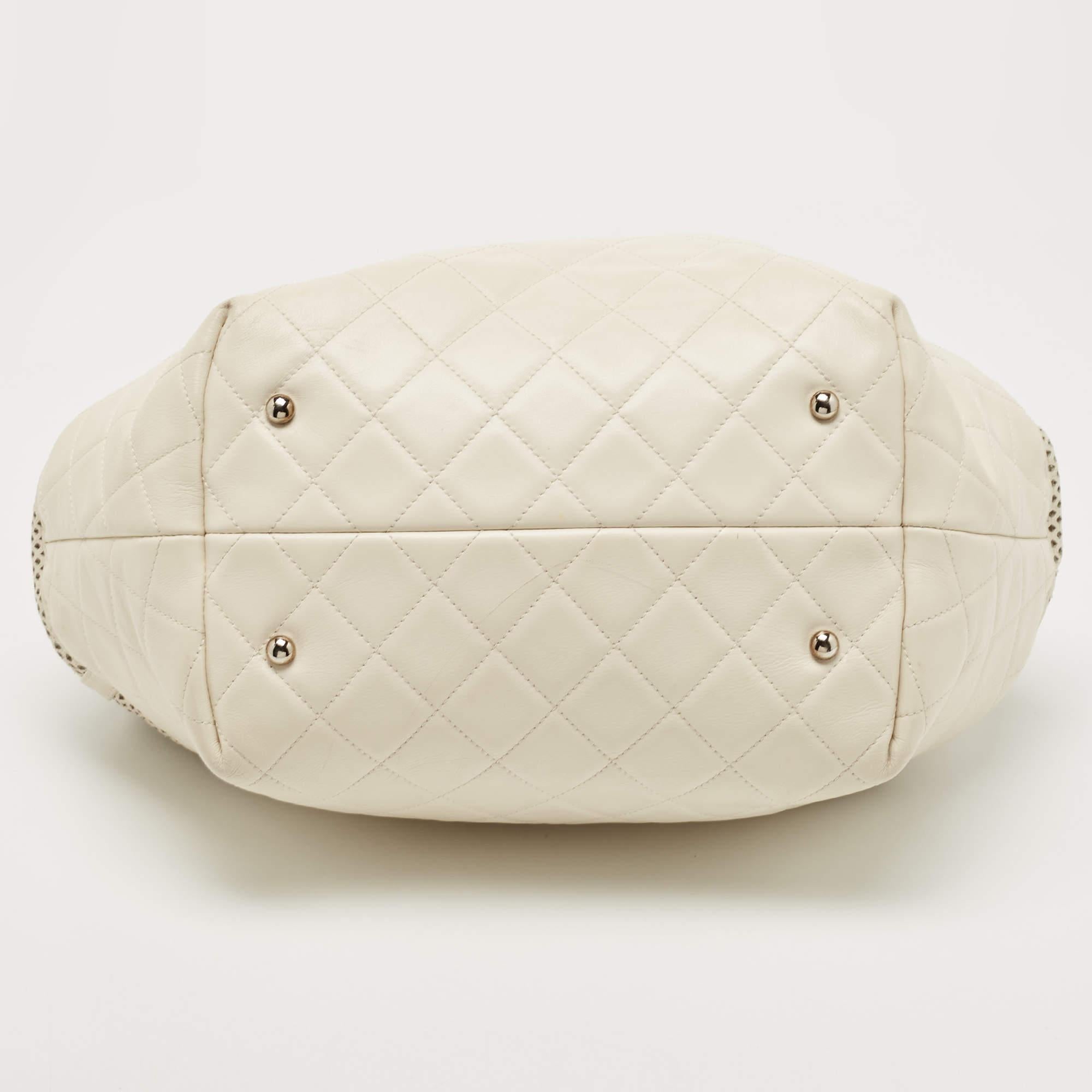 Chanel Cream Perforated Leather Up In The Air Tote 1