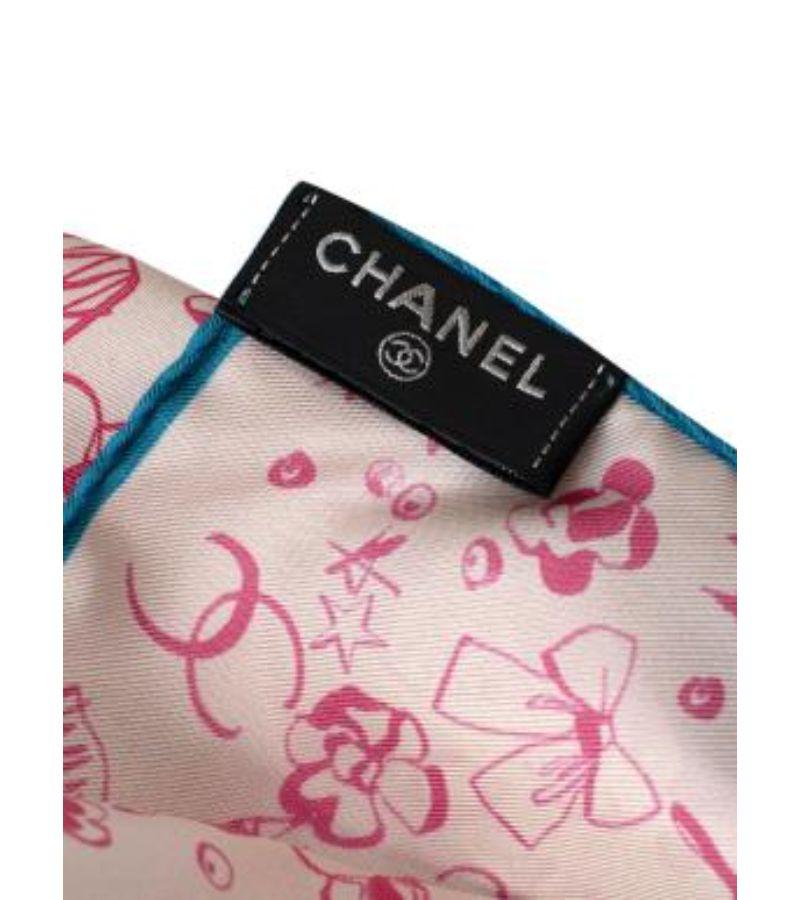 Chanel Cream & Pink CC Floral Scarf For Sale 3
