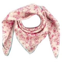 Chanel Cream & Pink CC Floral Scarf