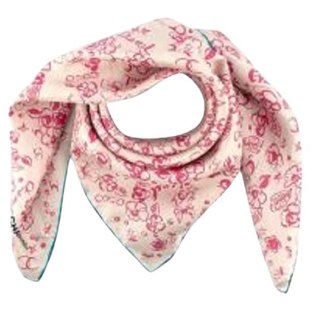 Louis Vuitton Pink Blossom Print Silk Twill Scarf 90 at 1stDibs