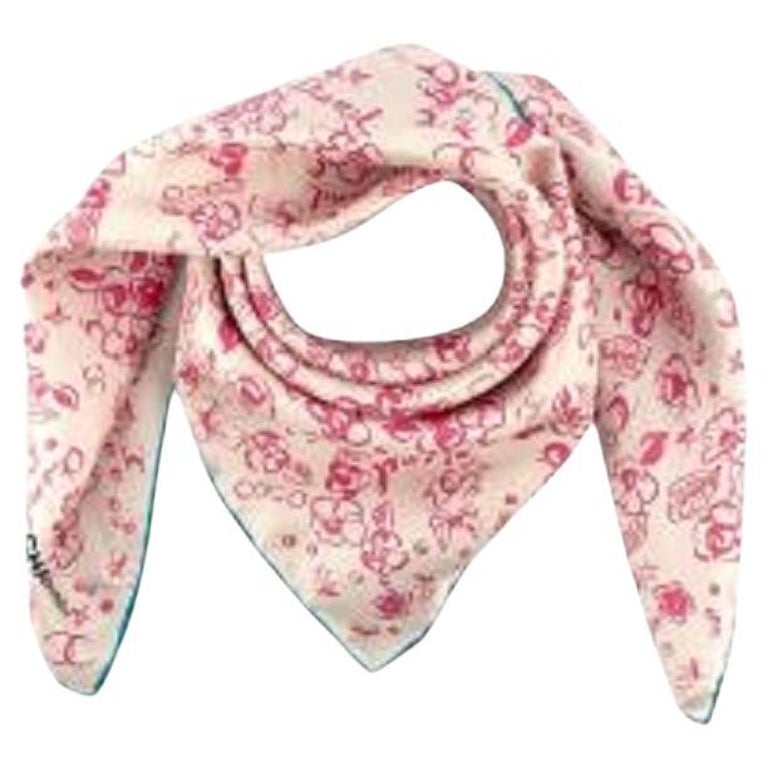 louis vuitton Bandeau 100% silk chiffon scarf Monogram logo Pink
