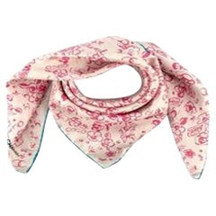 Chanel Cream & Pink CC Floral Scarf