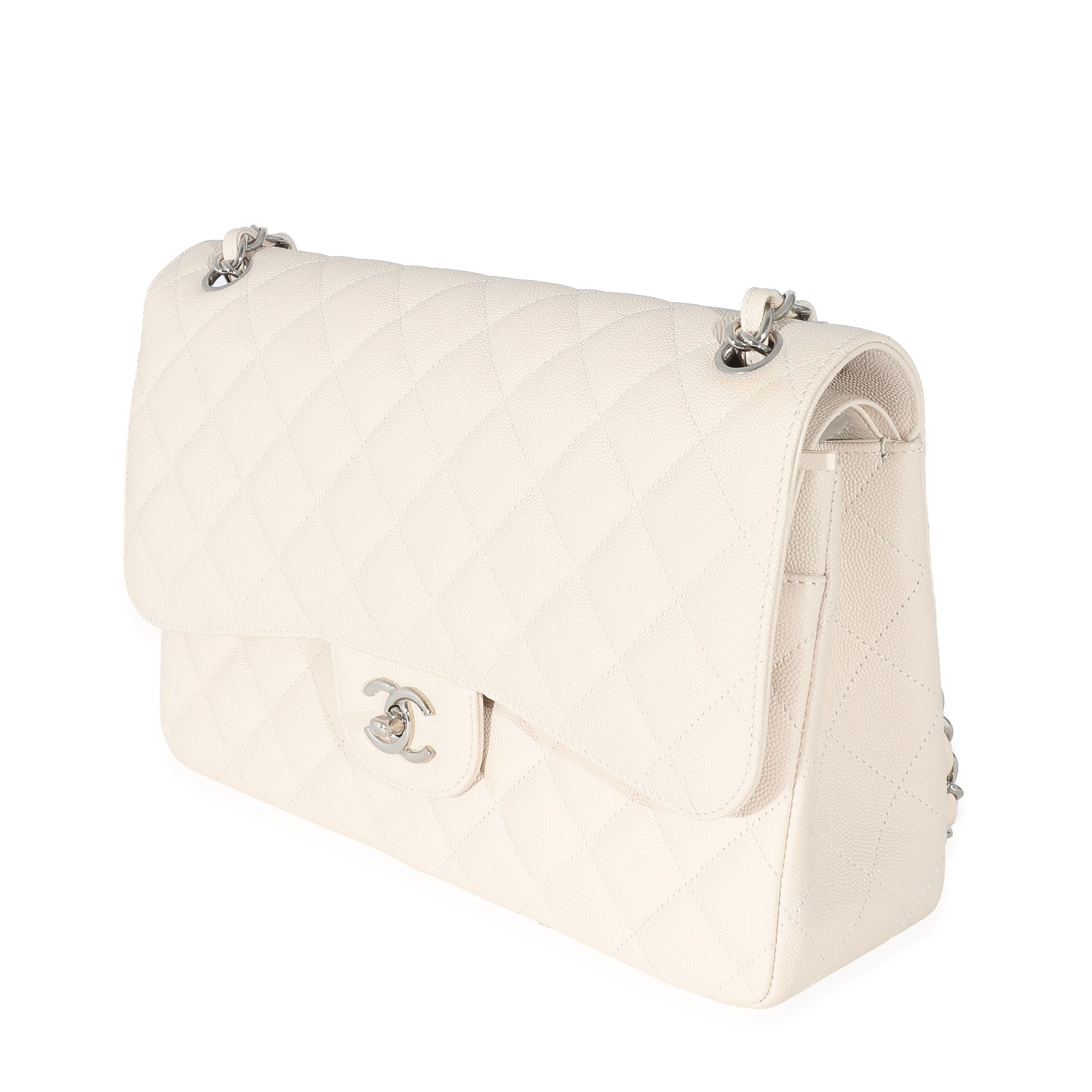 Women's or Men's Chanel Cream Quilted Caviar Jumbo Classic Double Flap Bag