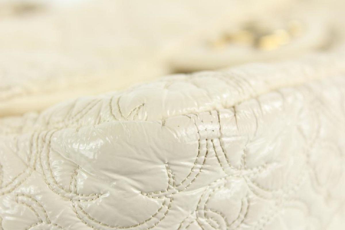 Chanel Cream Quilted Flower Embossed Medium Gold Chain Flap Bag 862116 2