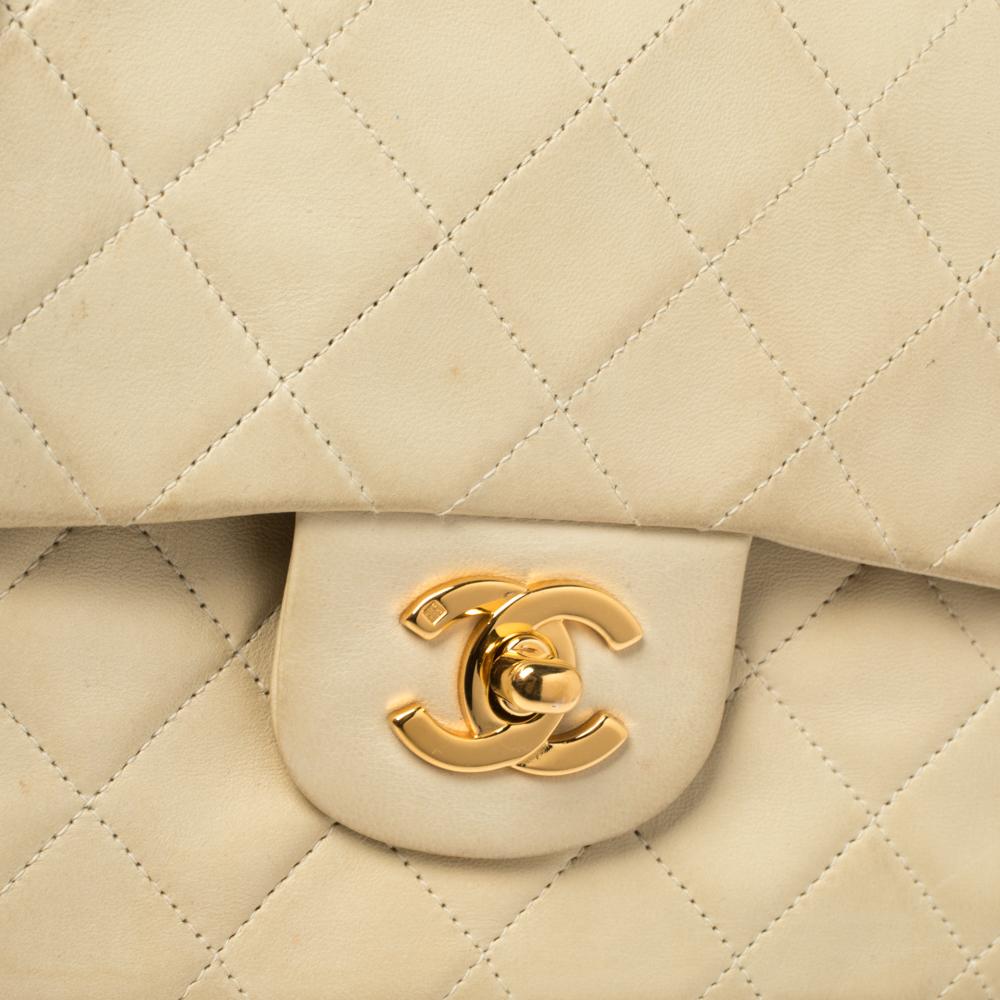 Chanel Cream Quilted Leather Classic Small Double Flap Bag 2