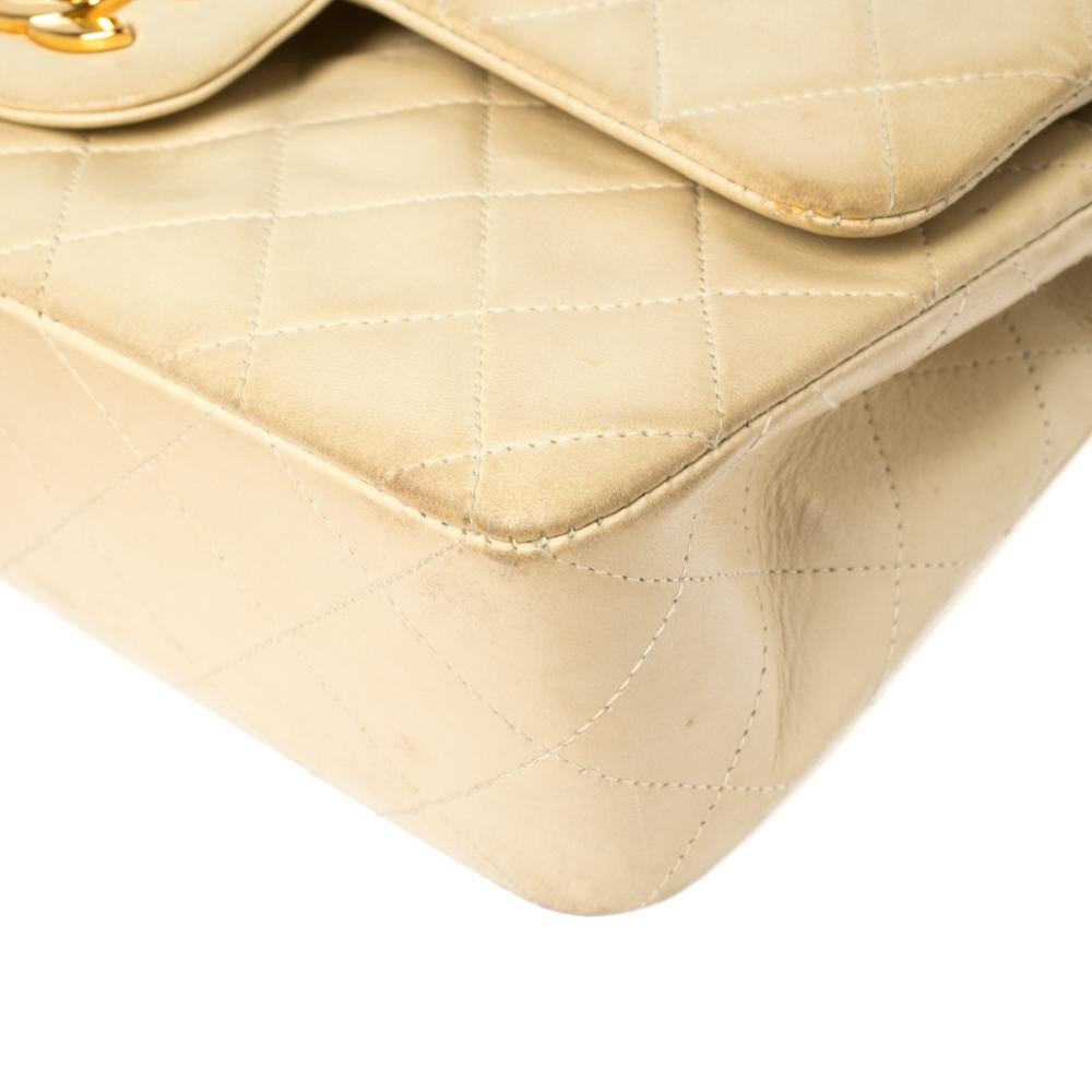 Chanel Cream Quilted Leather Classic Small Double Flap Bag 3