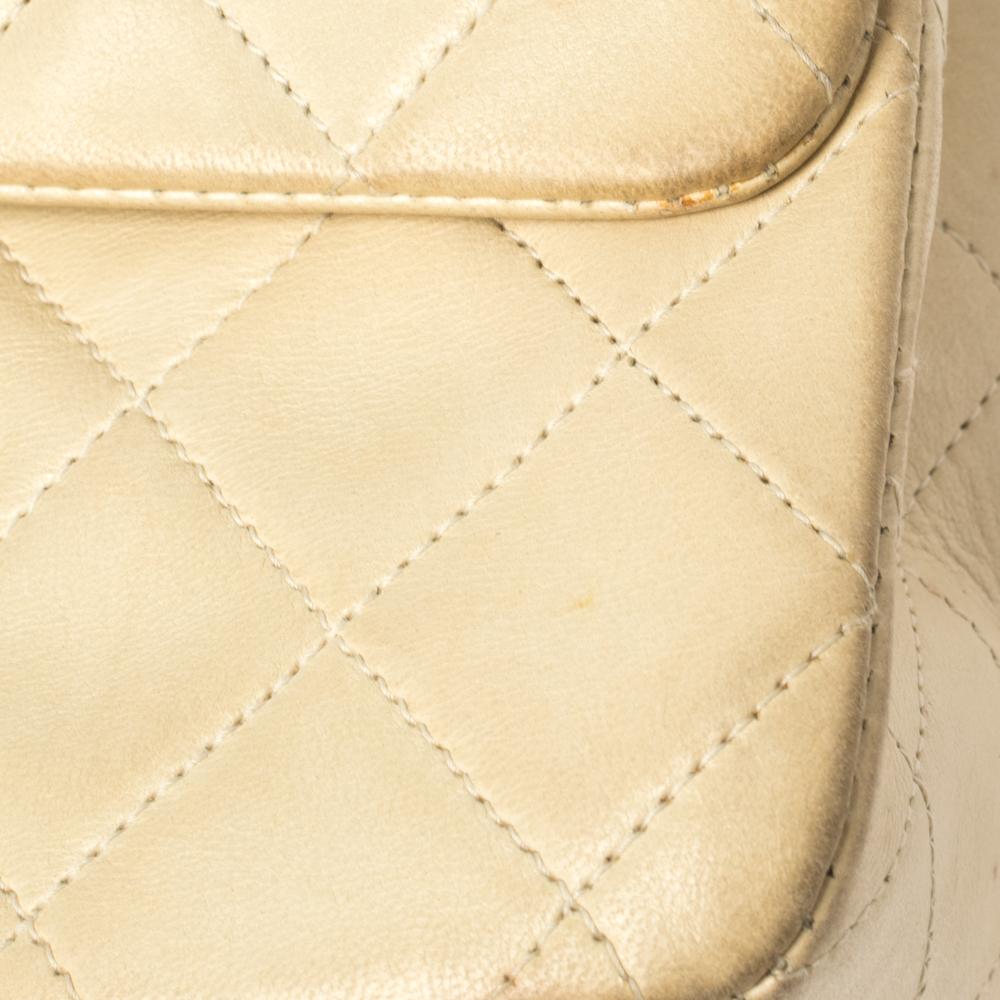 Beige Chanel Cream Quilted Leather Classic Small Double Flap Bag