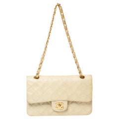 Chanel Cream Quilted Leather Classic Small Double Flap Bag