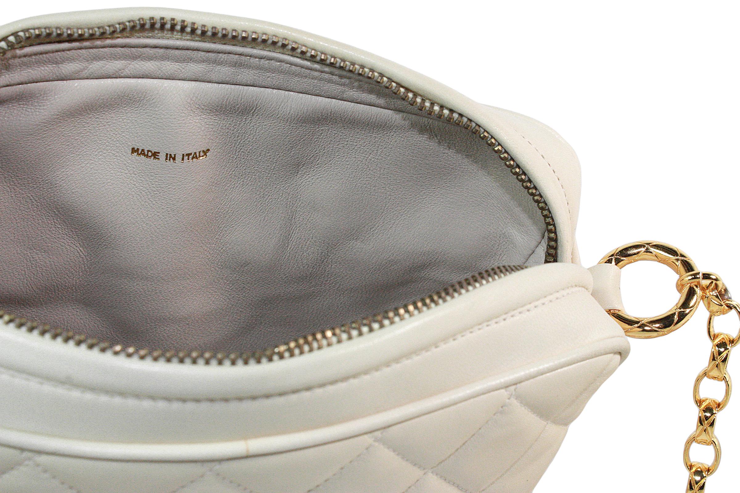 Chanel Cream Quilted Leather Crossbody Bag For Sale 7