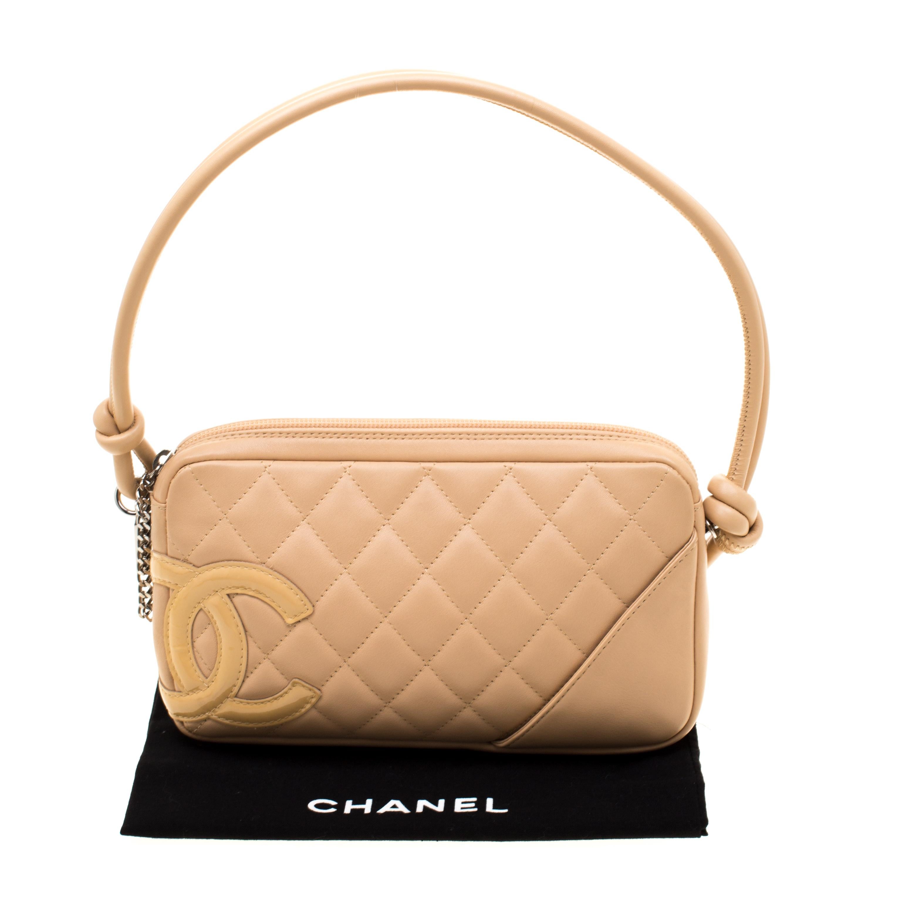 Chanel Cream Quilted Leather Ligne Cambon Pochette 7