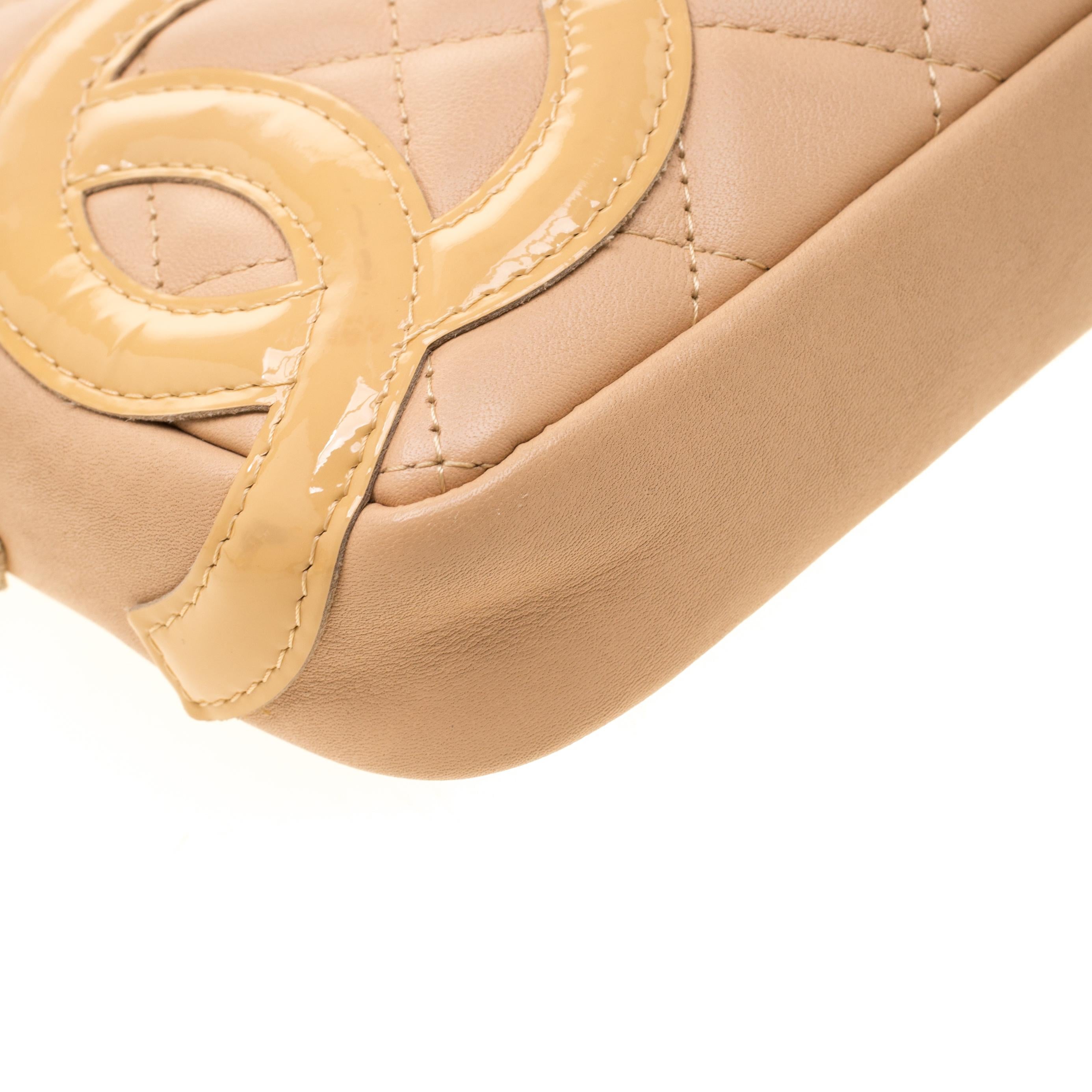 Women's Chanel Cream Quilted Leather Ligne Cambon Pochette