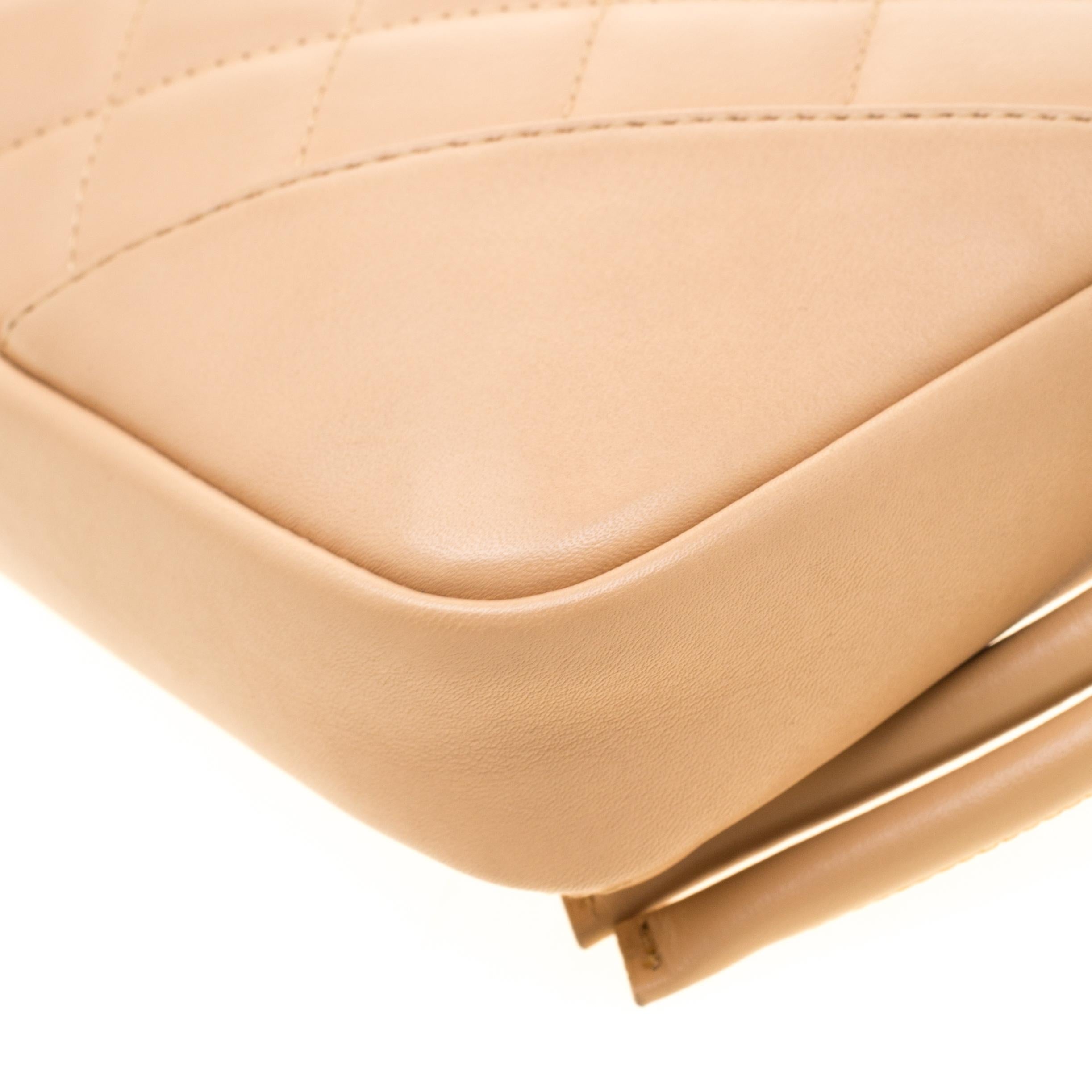 Chanel Cream Quilted Leather Ligne Cambon Pochette 1