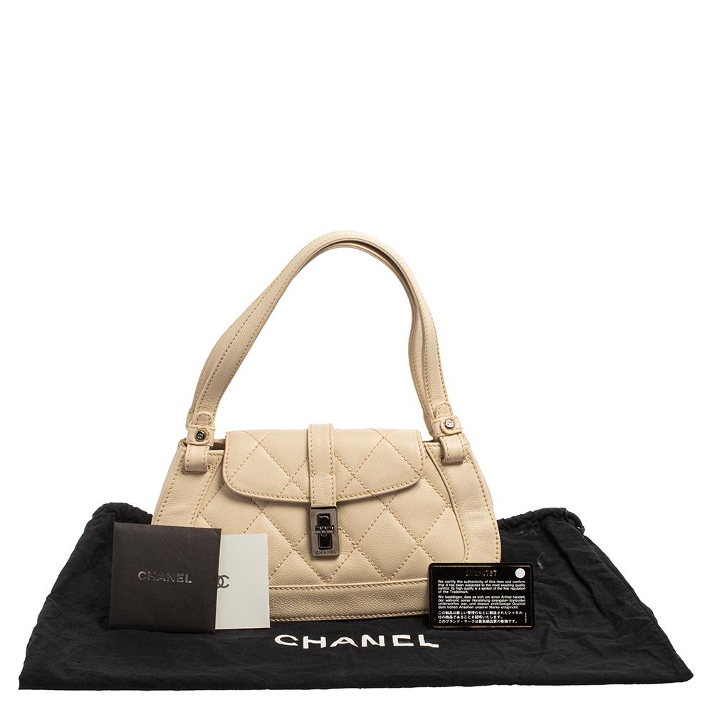 Chanel Cream Quilted Leather Mademoiselle Lock Flap Bag 9